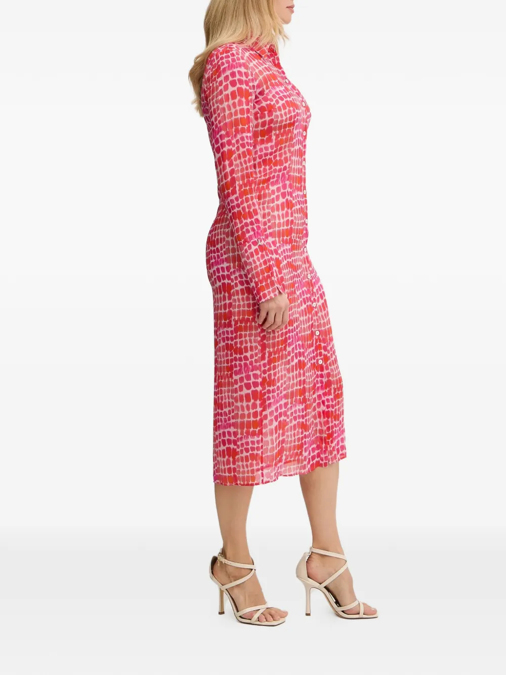  Patrizia Pepe Buttoned Patterned Midi Dress - Pink 