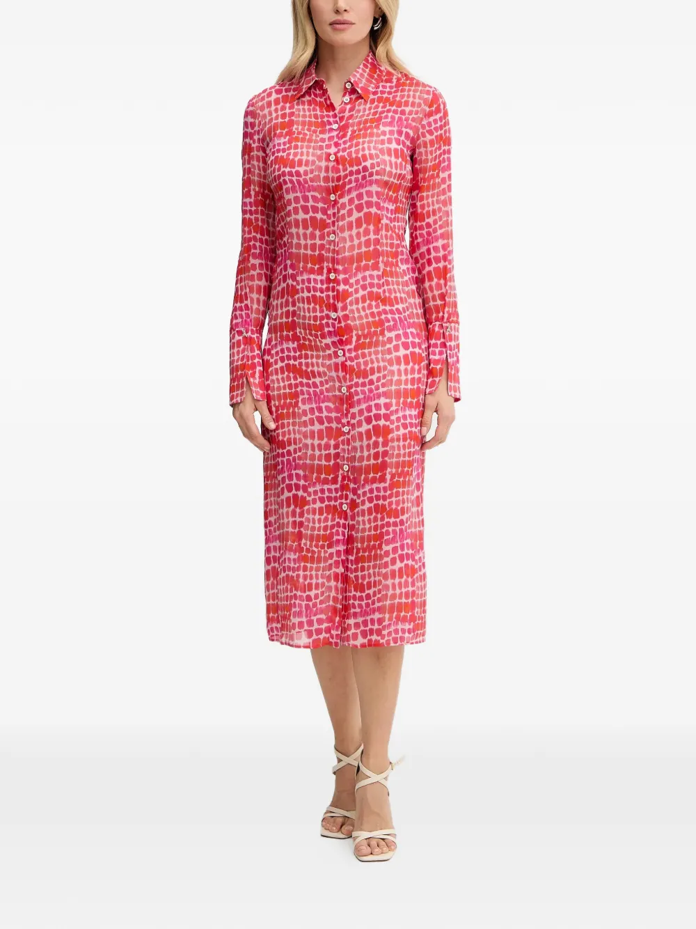 Patrizia Pepe buttoned patterned midi dress - Rosa