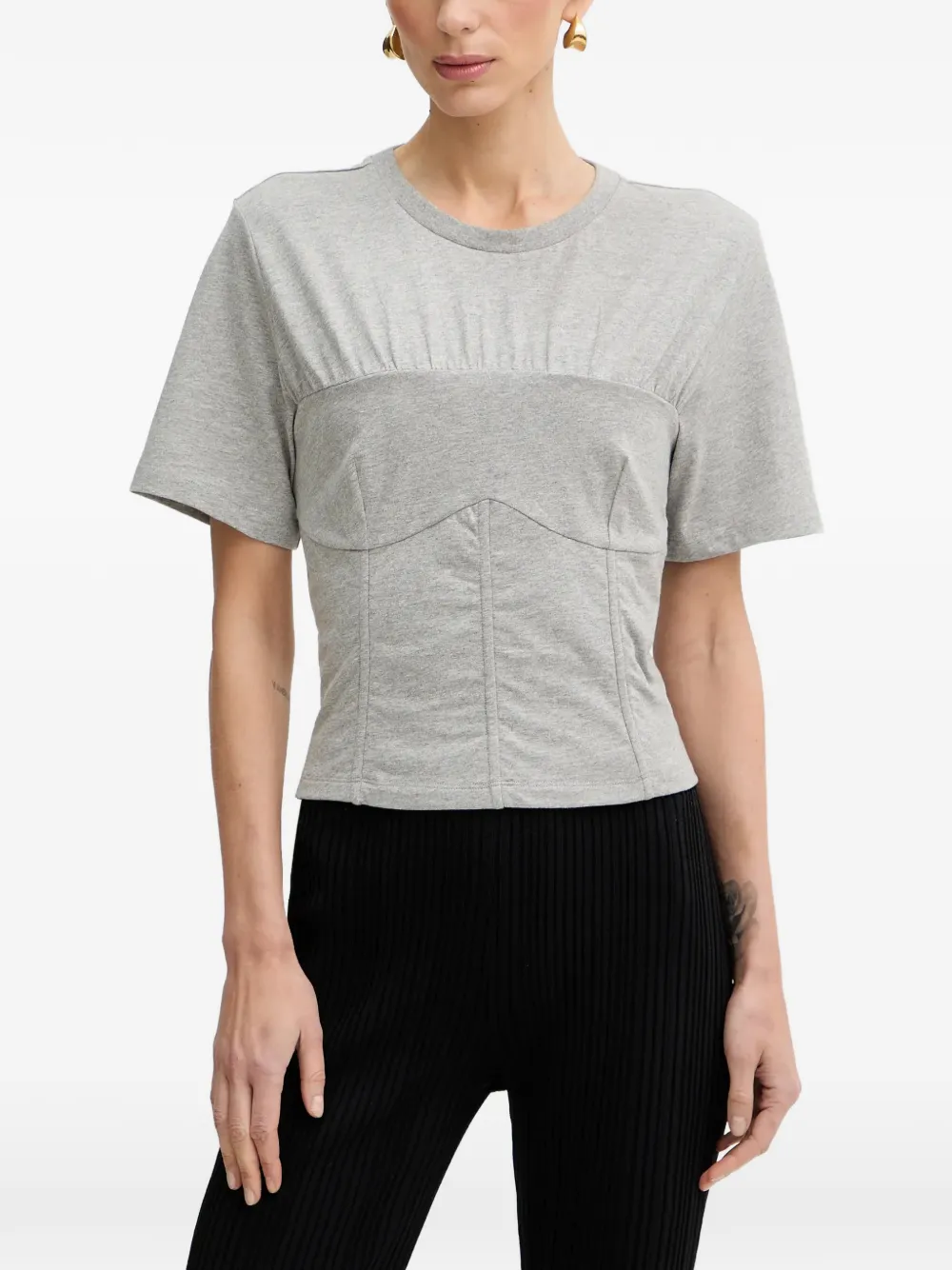 Patrizia Pepe drawstring-detail bustier T-shirt - Grigio