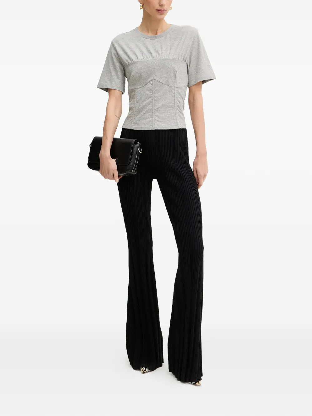 Patrizia Pepe Bustier T-shirt met trekkoord Grijs