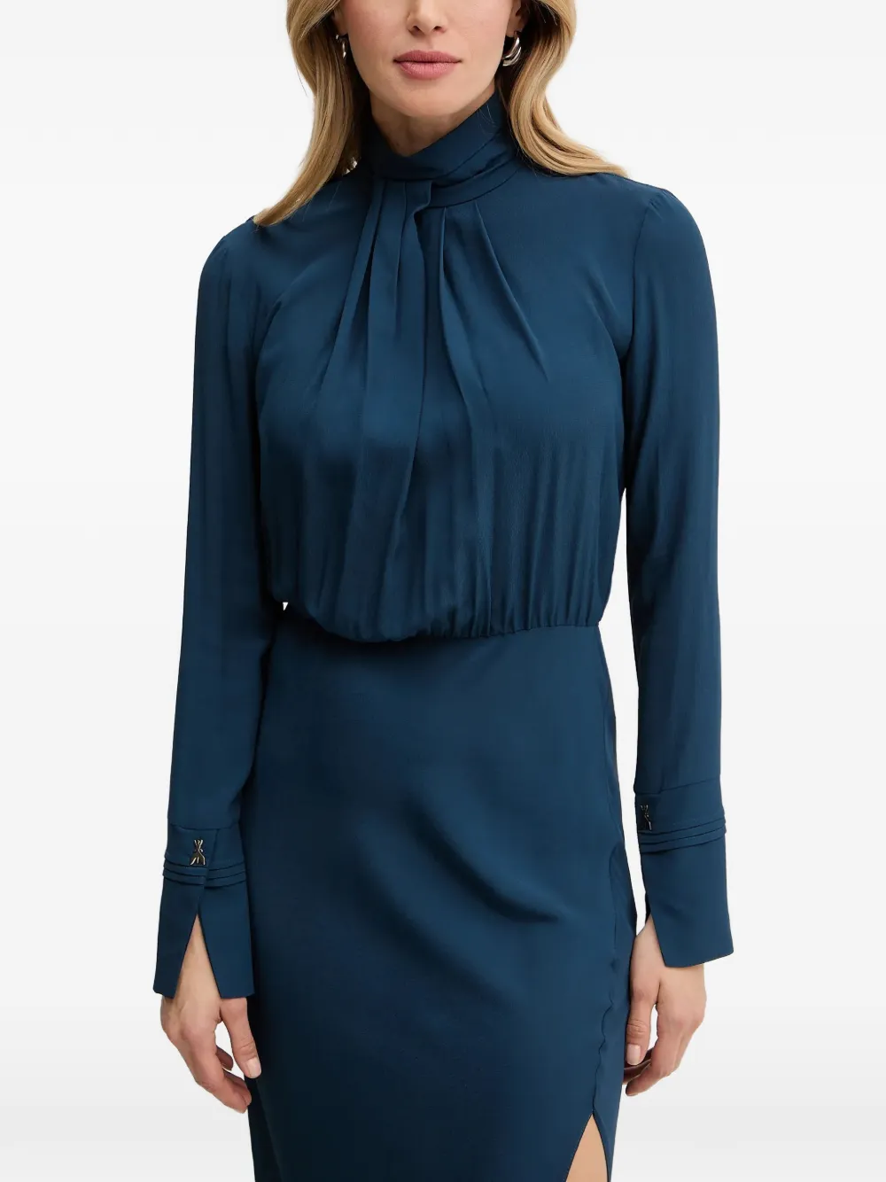 Patrizia Pepe high-neck slit midi dress - Blau