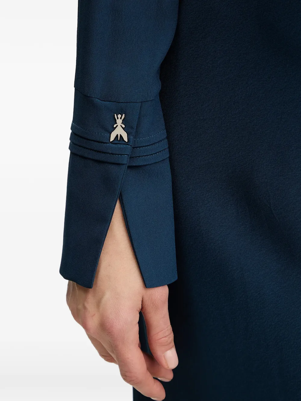 Patrizia Pepe Midi-jurk met hoge hals en split Blauw