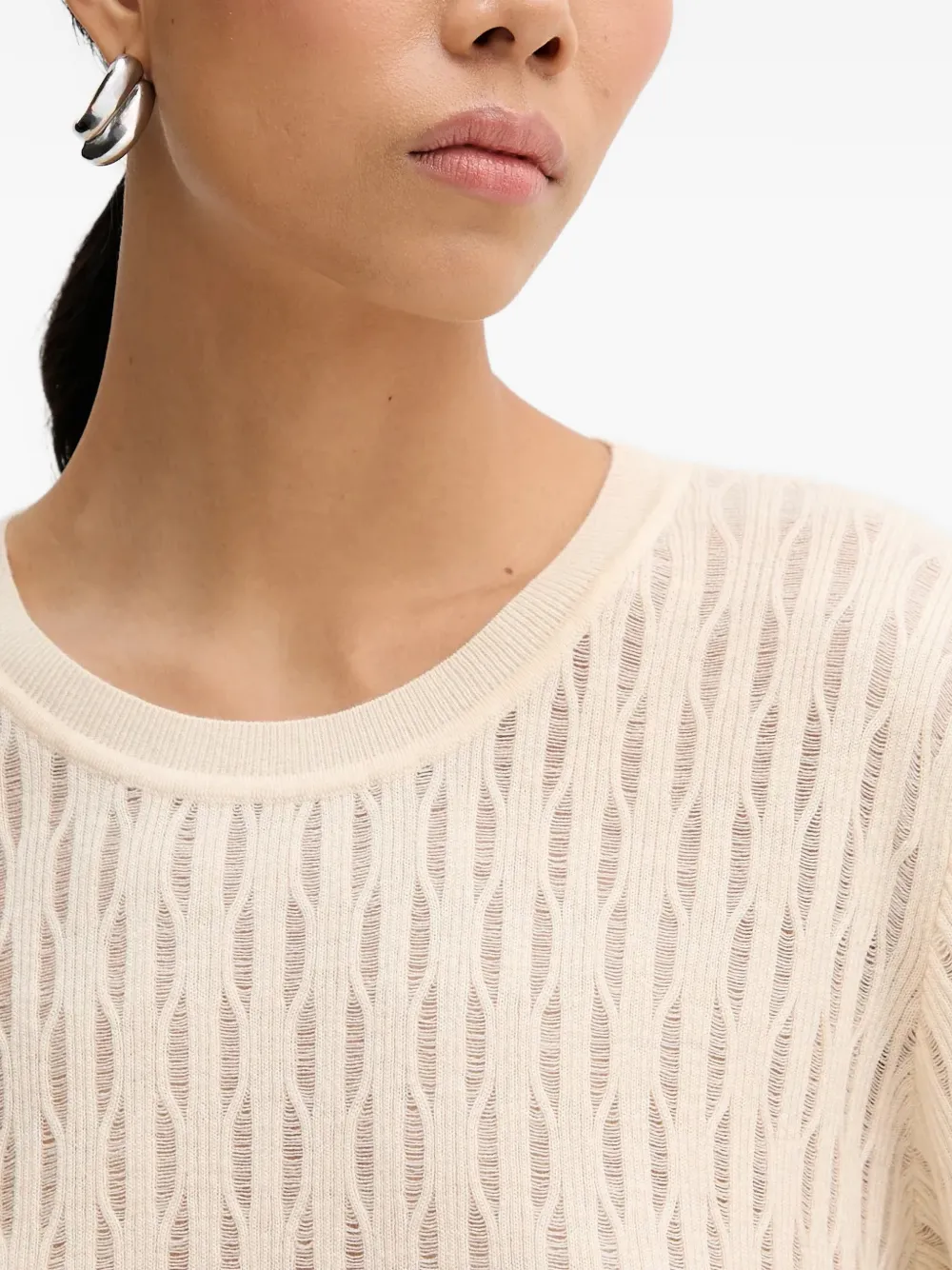 Patrizia Pepe Opengewerkte T-shirt Beige