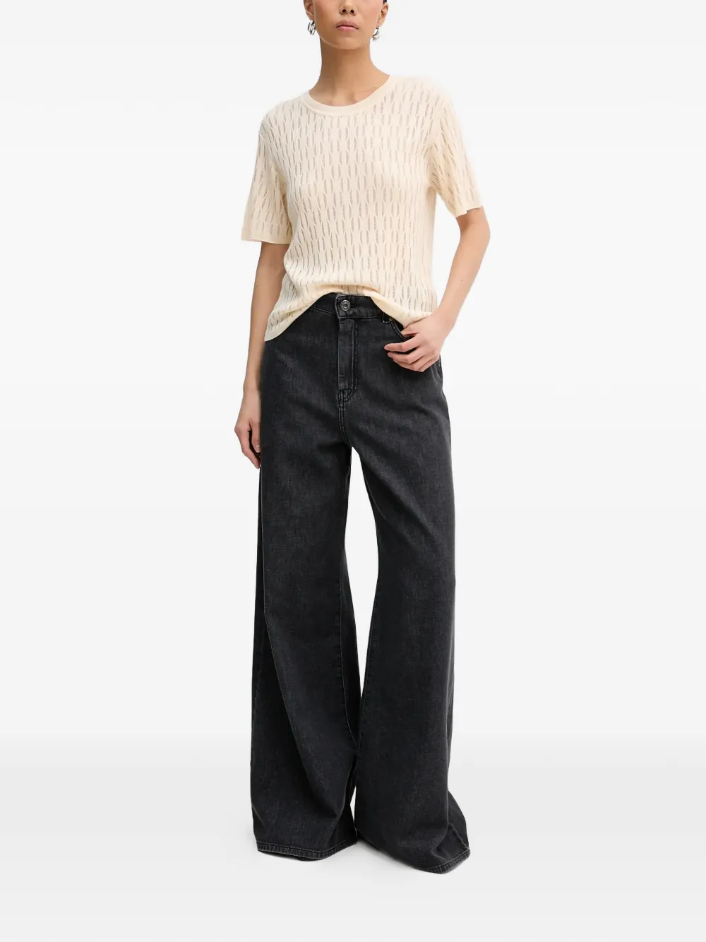  Patrizia Pepe Openwork T-shirt - Neutrals 