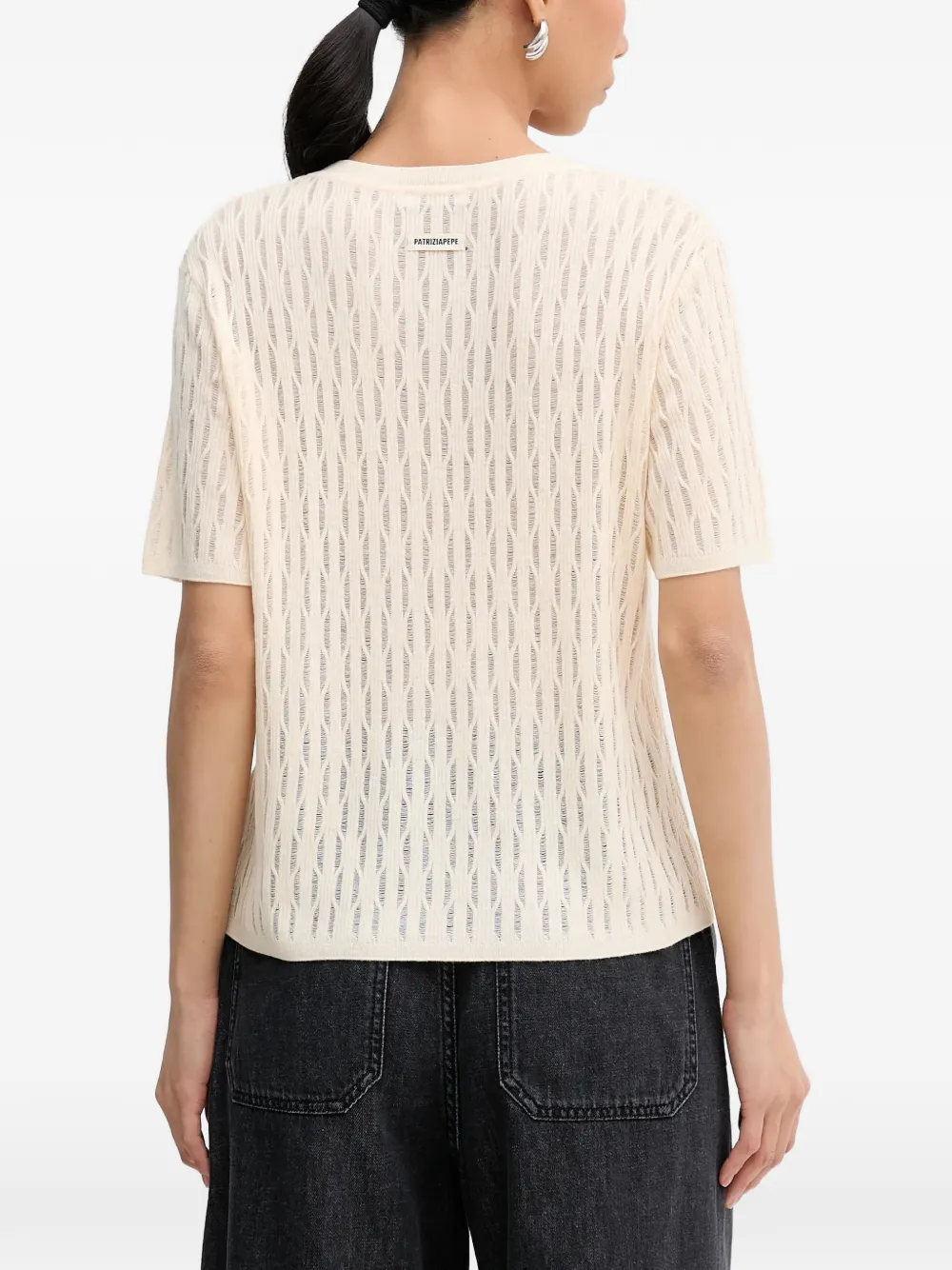  Patrizia Pepe Openwork T-shirt - Neutrals 