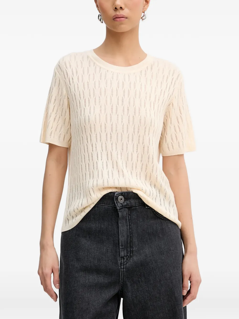 Patrizia Pepe openwork T-shirt - Toni neutri