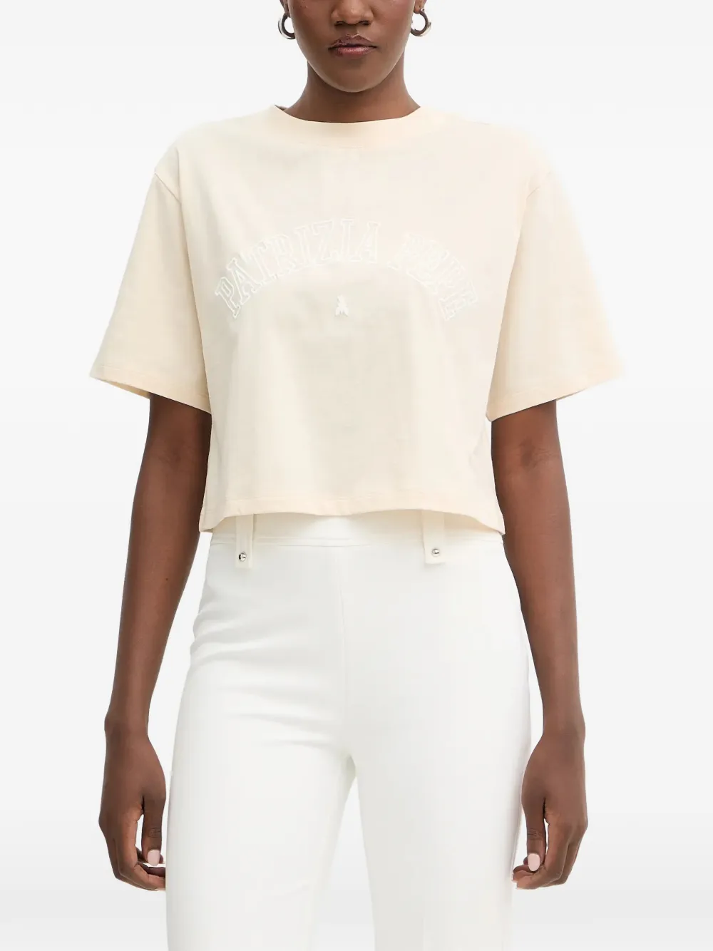 Patrizia Pepe T-shirt met geborduurd logo Beige