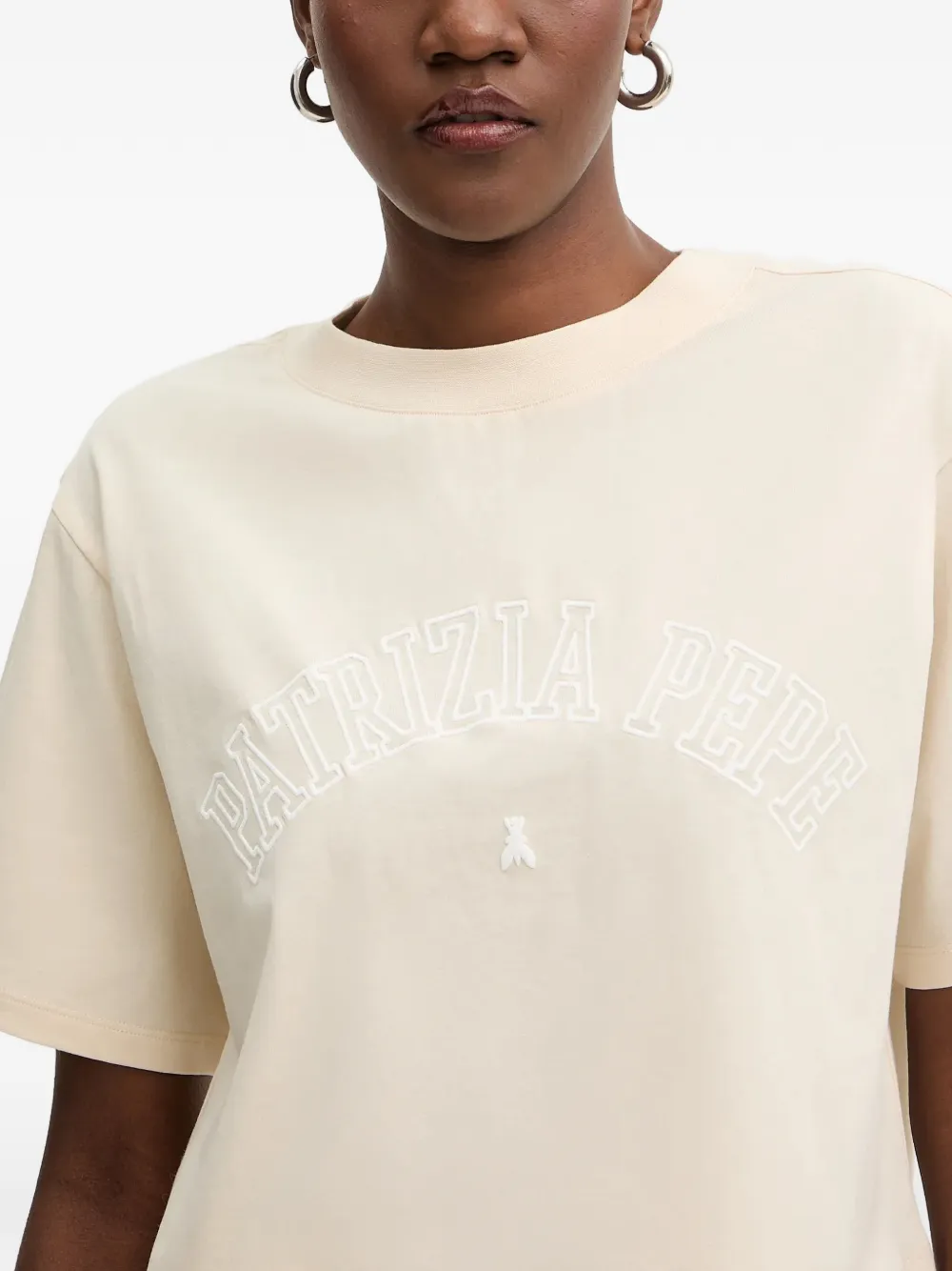 Patrizia Pepe T-shirt met geborduurd logo Beige