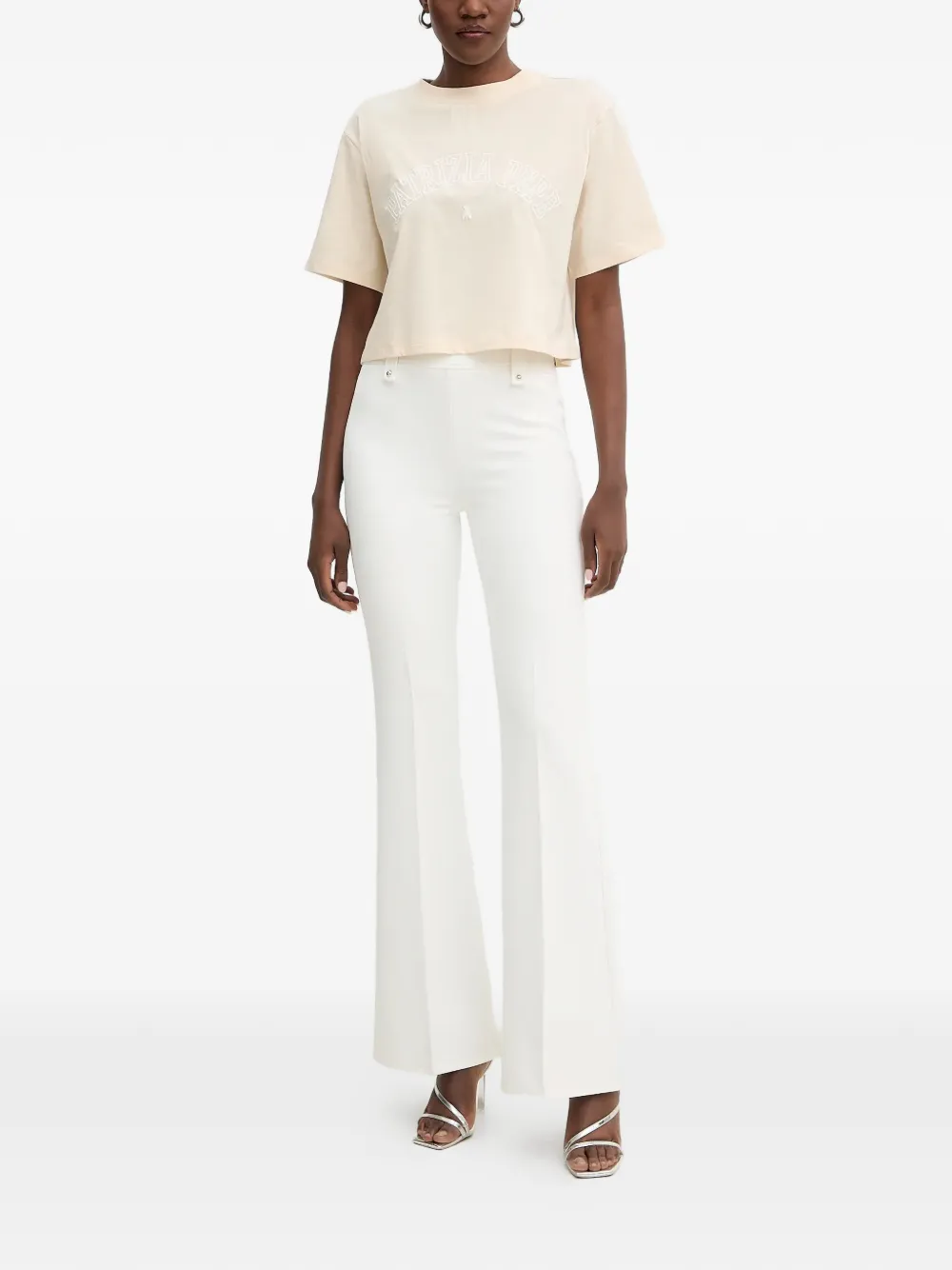 Patrizia Pepe T-shirt met geborduurd logo Beige