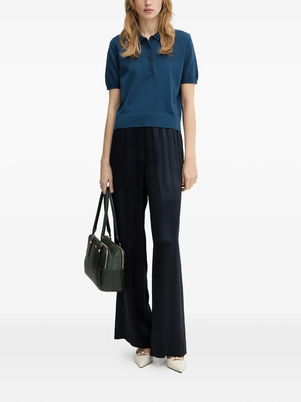  Patrizia Pepe Buttoned Polo Top - Blue 