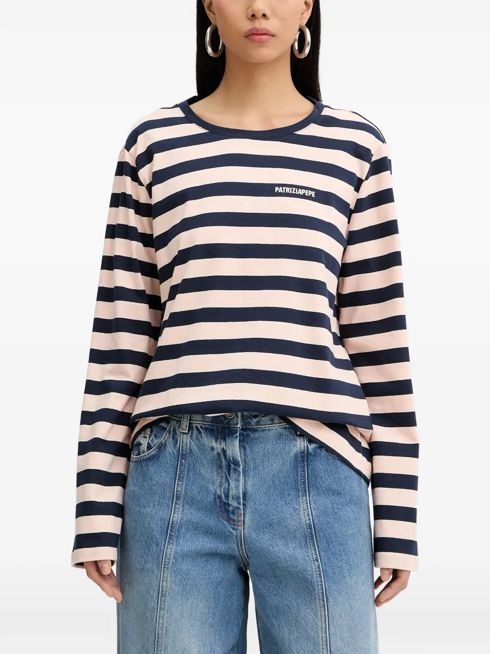 Patrizia Pepe striped long-sleeve T-shirt - Blu