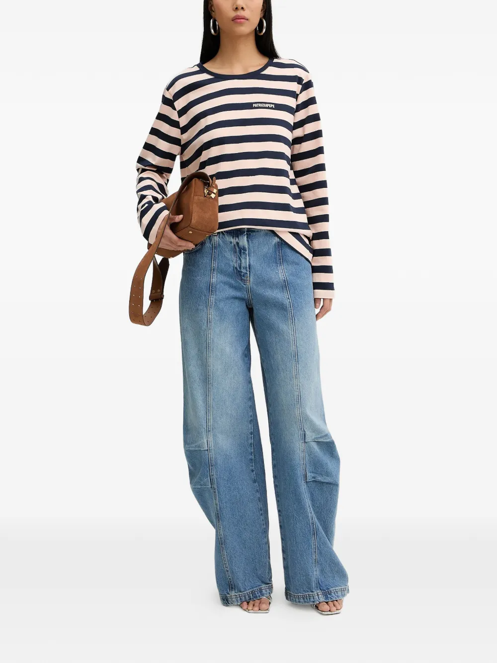 Patrizia Pepe Gestreept T-shirt Blauw