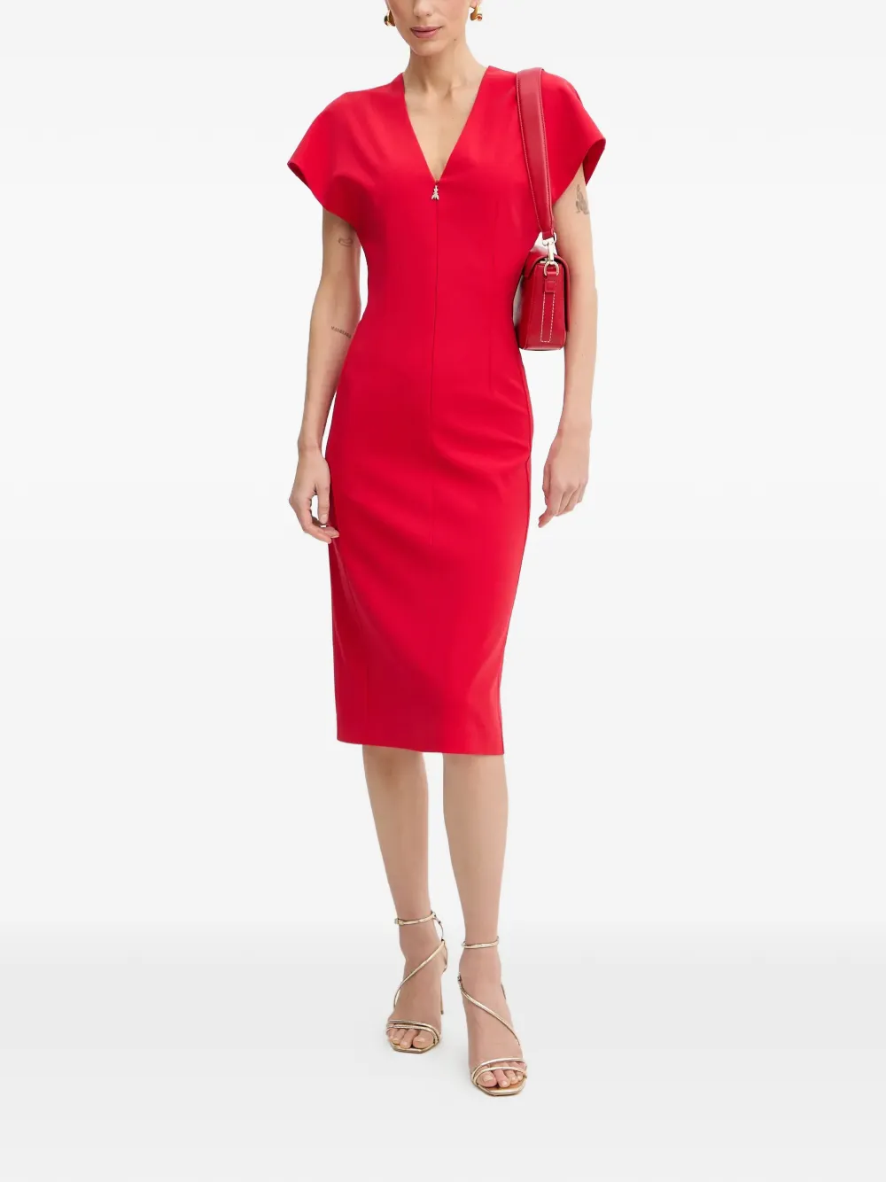 Patrizia Pepe Midi-jurk met V-hals Rood