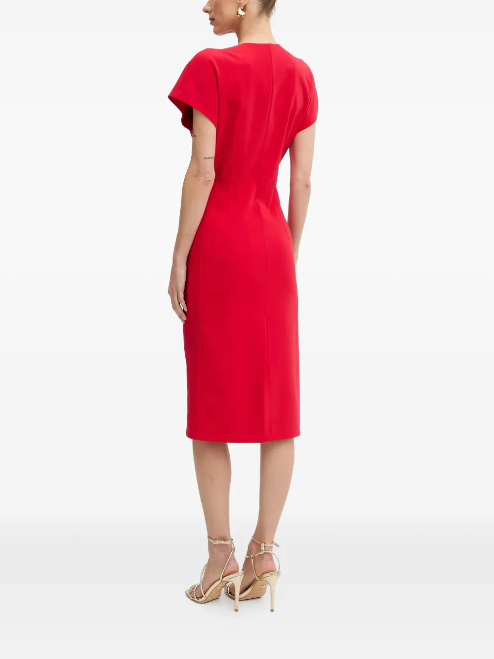 Patrizia Pepe Midi-jurk met V-hals Rood