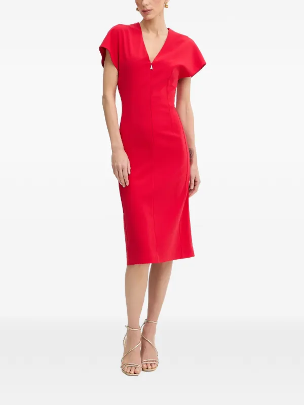 patrizia pepe red dress Patrizia Pepe V-neck Midi Dress | Red