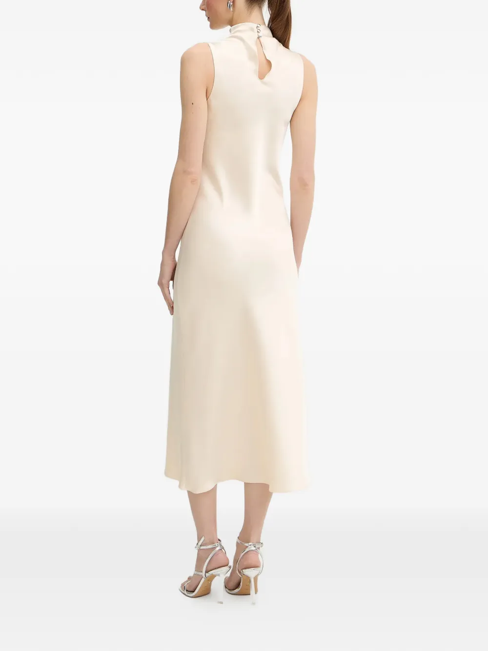 Patrizia Pepe Mouwloze jurk met hoge hals Beige