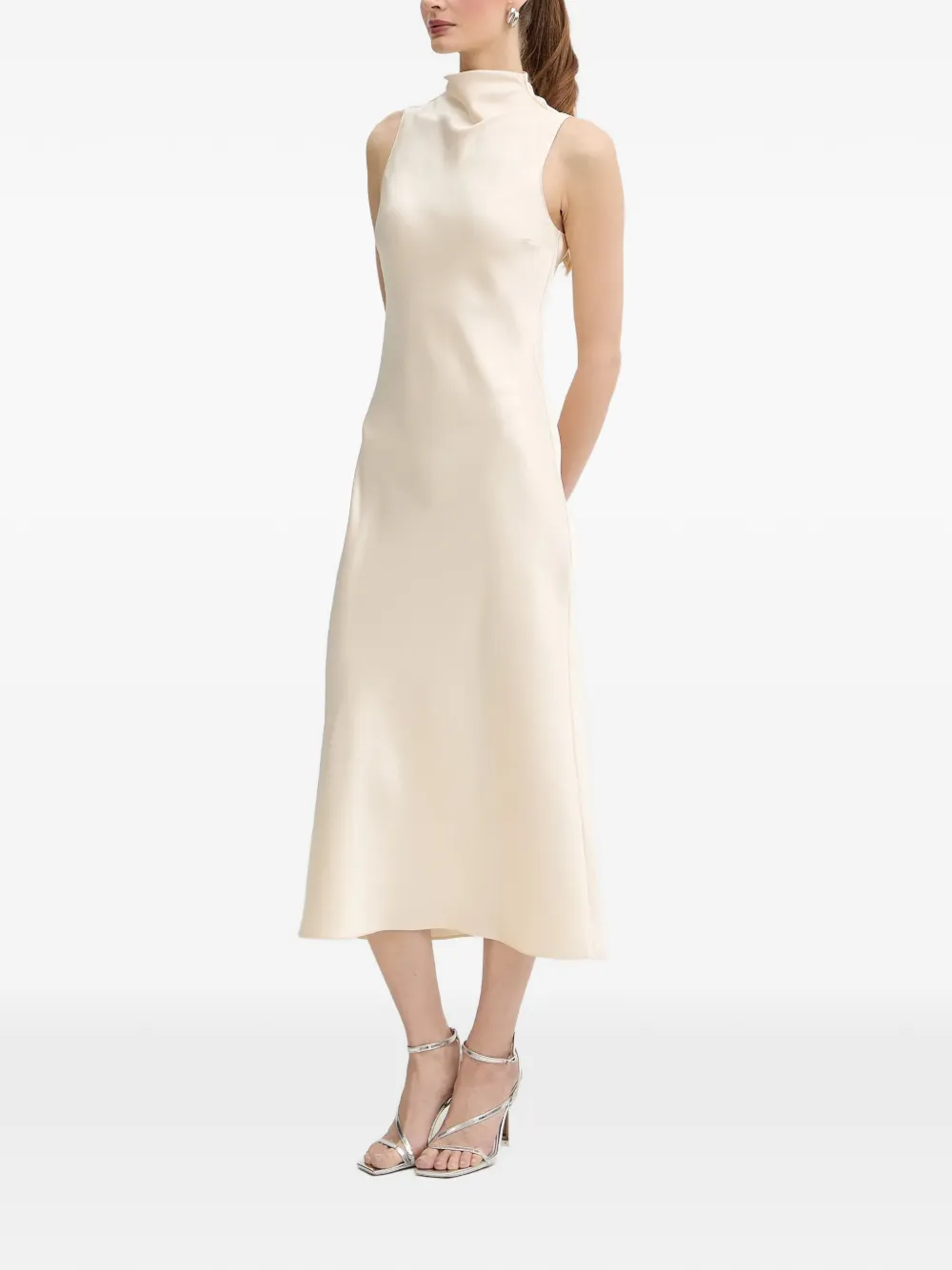 Patrizia Pepe Mouwloze jurk met hoge hals Beige