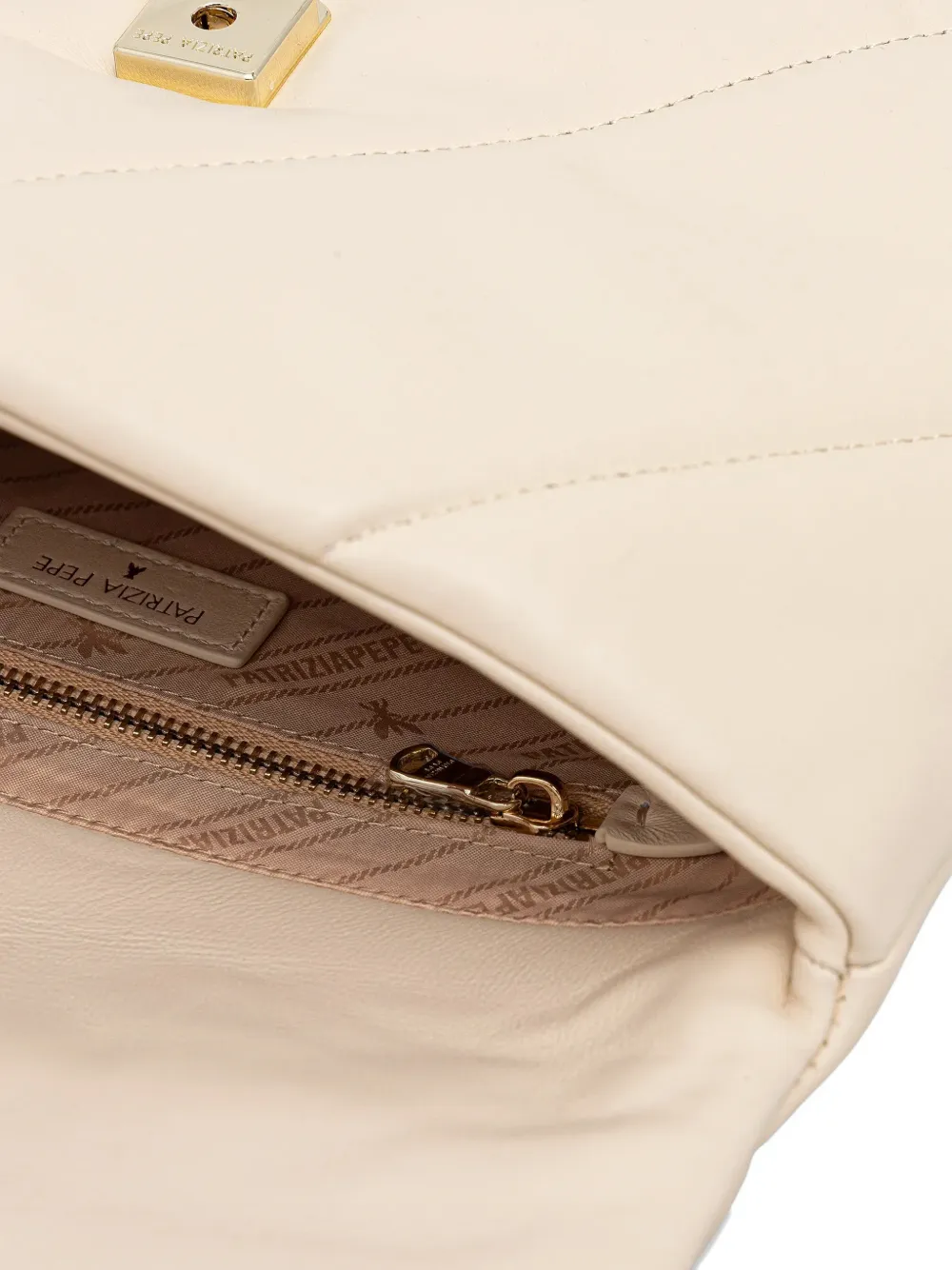 Patrizia Pepe Gewatteerde crossbodytas Beige