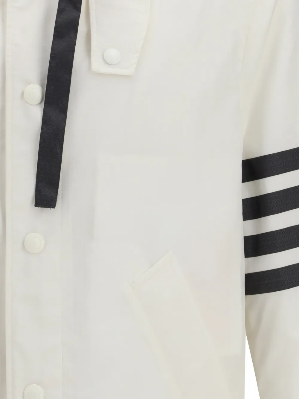  Thom Browne Stripe-detail Hooded Coat - Neutrals 