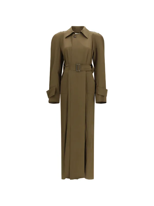 Petar Petrov Belted Trench Coat in Green