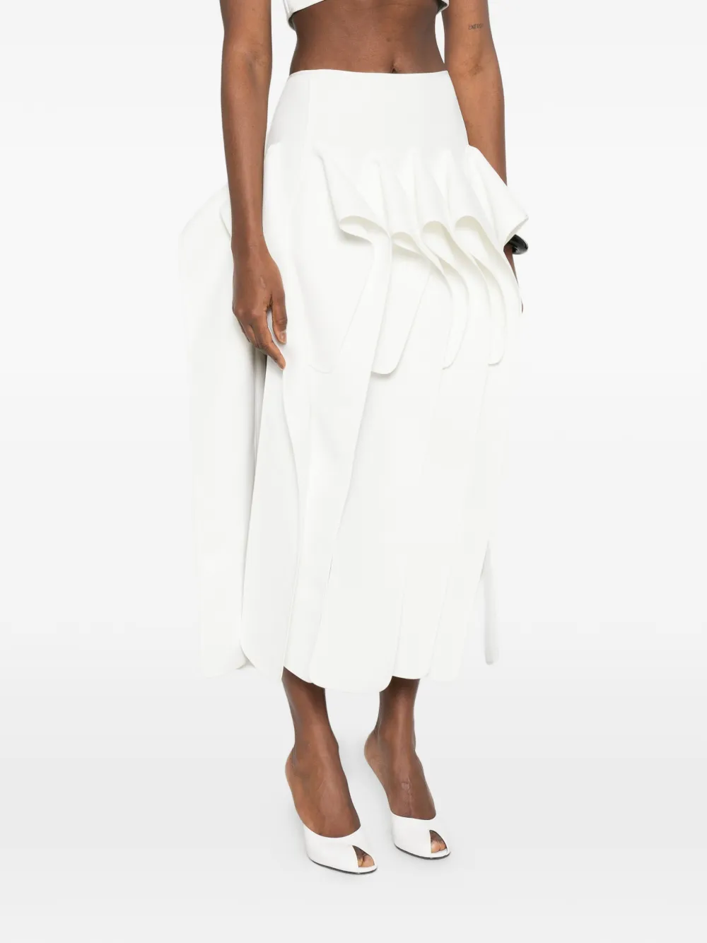  Maticevski Tiered Panel Midi Skirt - White 
