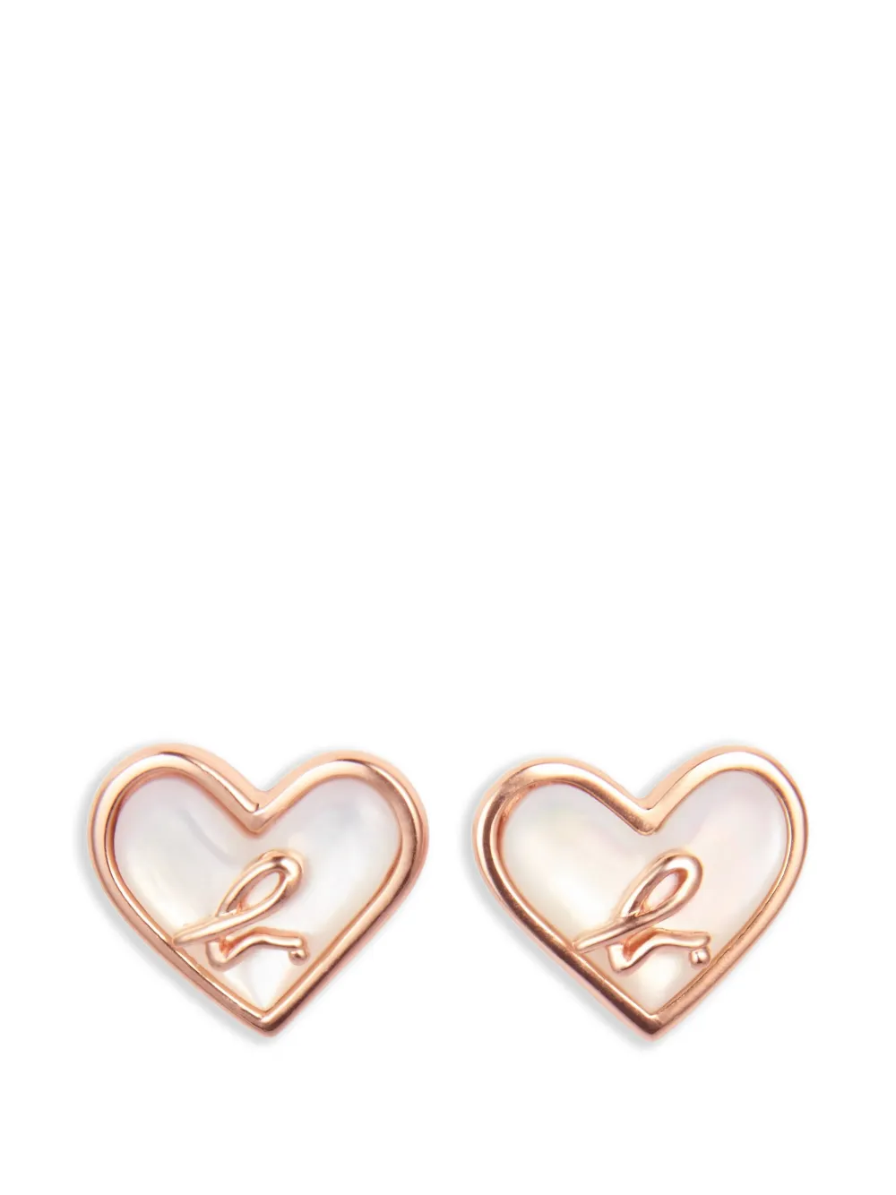 agnès b. ABout Love heart logo earrings - Pink