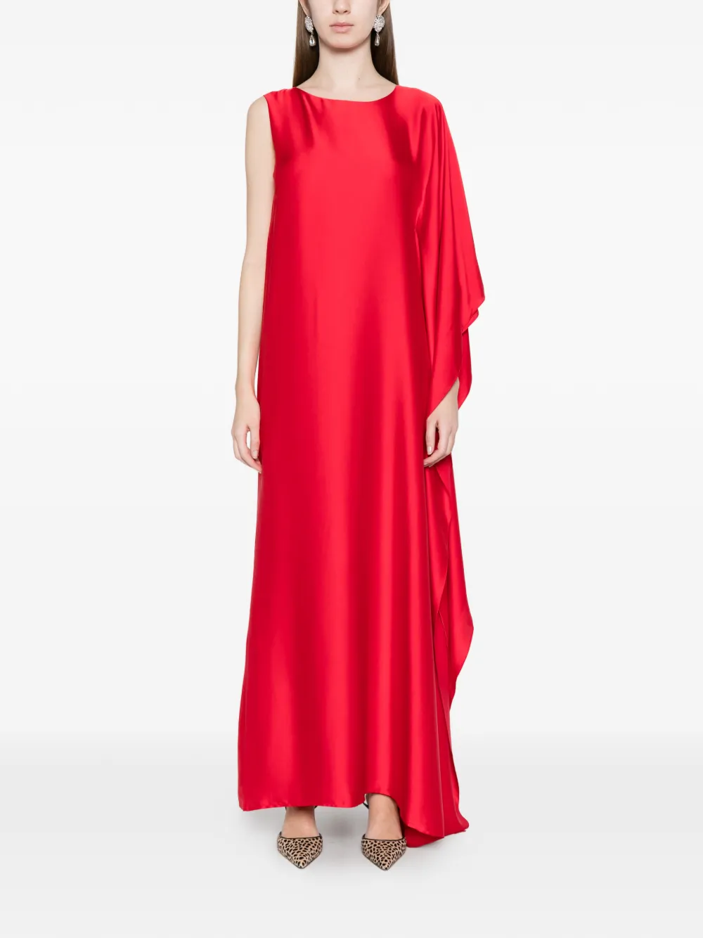  Silkylicious Muse Asymmetrical Maxi Dress - Red 
