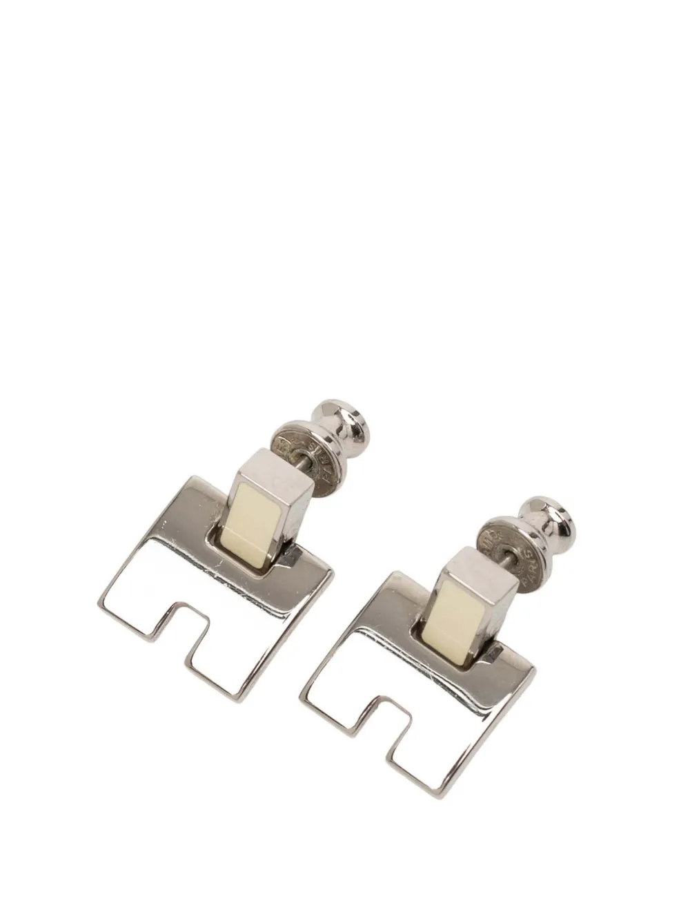 Hermès Pre-Owned Orecchini Eileen placcati argento con dettaglio smaltato e chiusura a pressione 2000-2026