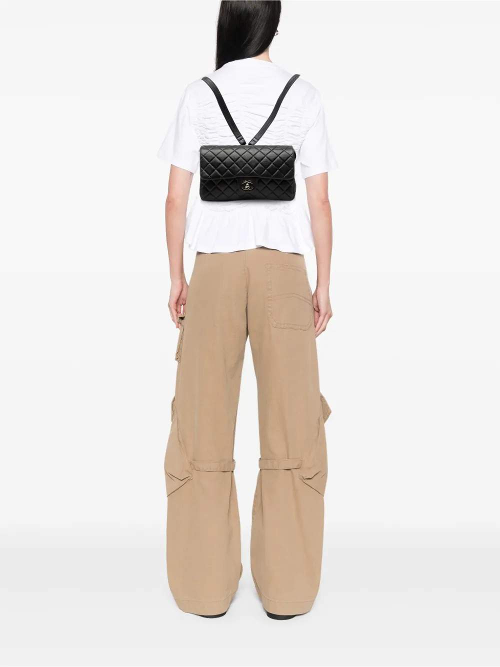 Chanel Pre-owned 1996-1997 Medium Quilted Lambskin Flap Backpack in Black, view 2