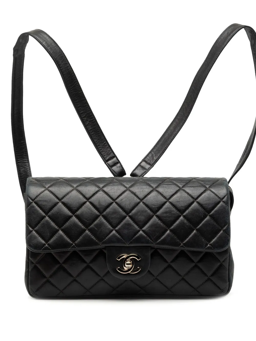 CHANEL Pre-Owned 1996-1997 Medium Quilted Lambskin Flap backpack - Nero