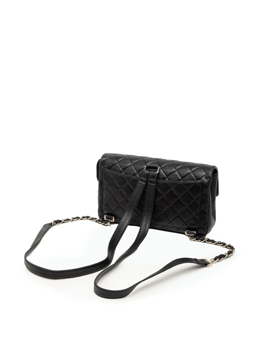 Chanel Pre-owned 1996-1997 Medium Quilted Lambskin Flap Backpack in Black, view 3