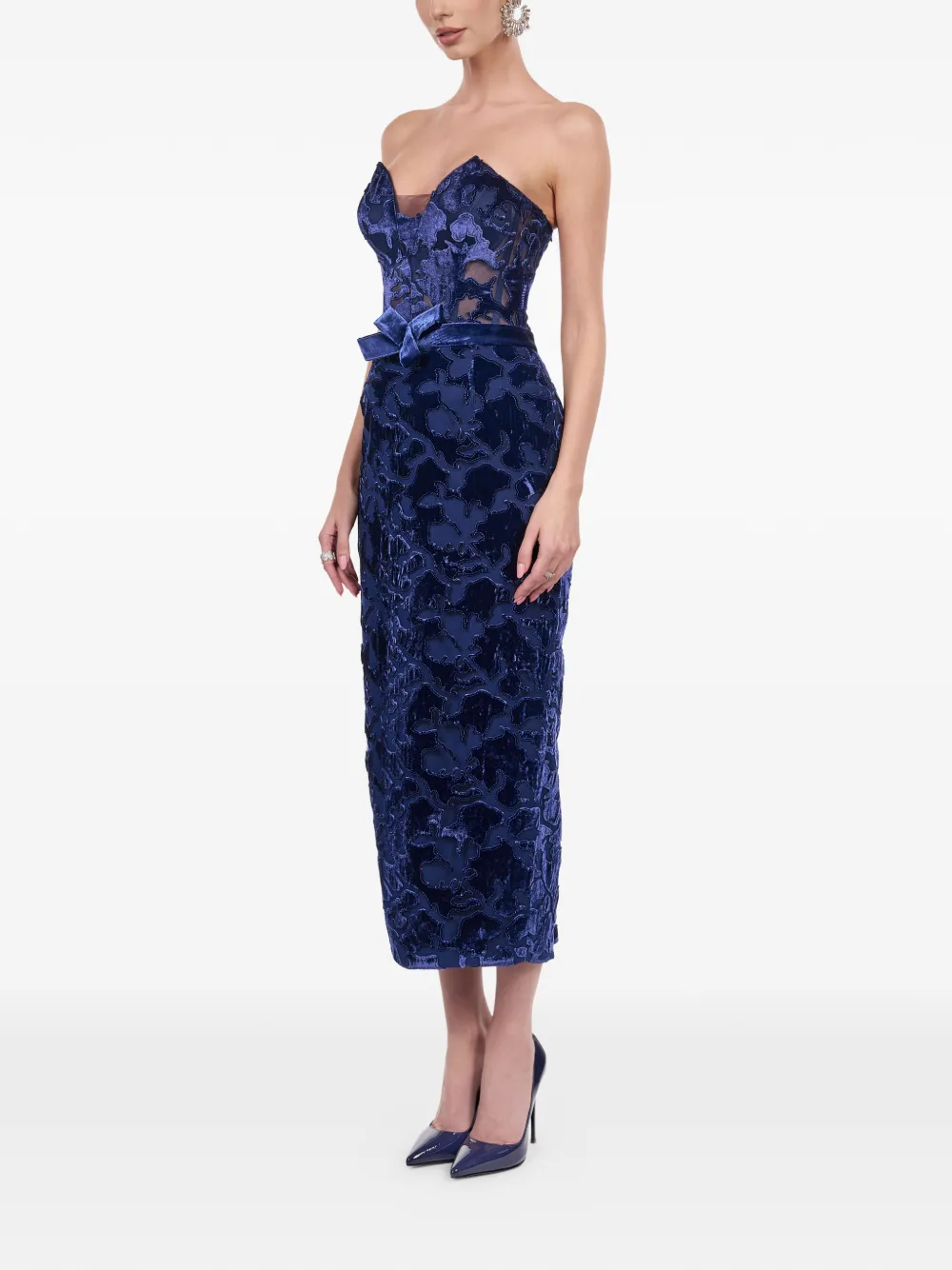  Araftu Floral Bow Dress - Blue 