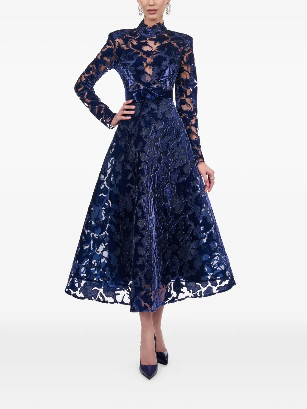  Araftu Bow Appliqué Dress - Blue 