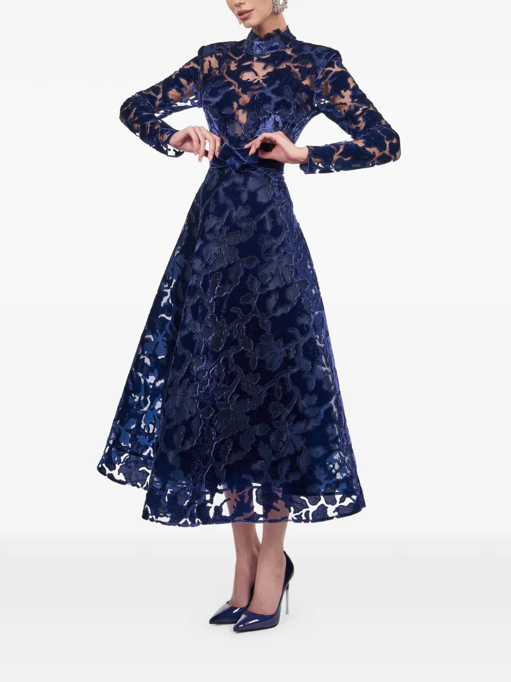  Araftu Bow Appliqué Dress - Blue 