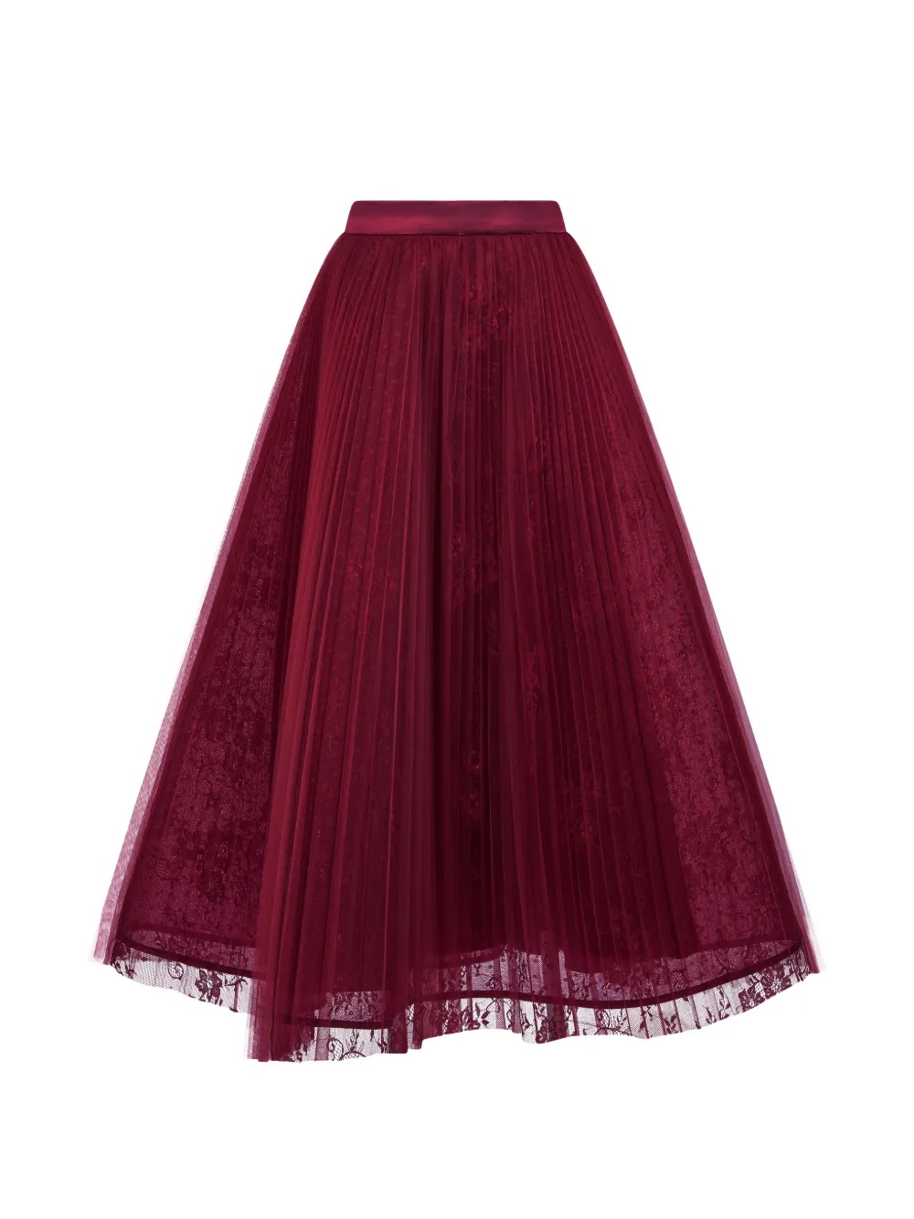 ARAFTU pleated lace skirt - Rosso