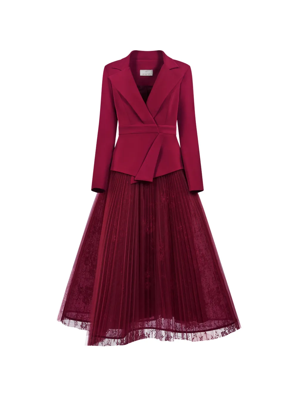 Araftu Pleated Blazer Dress In Red