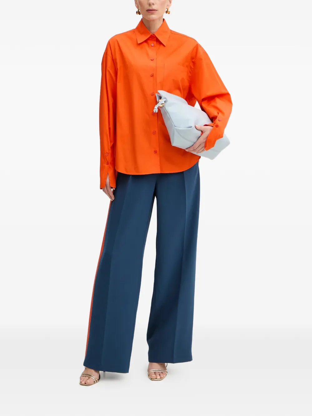  Patrizia Pepe Chest-pocket Oversized Shirt - Orange 