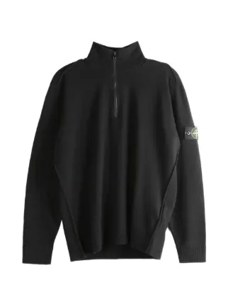 Stone Island Zip Fastening Sweater | Black | FARFETCH AO
