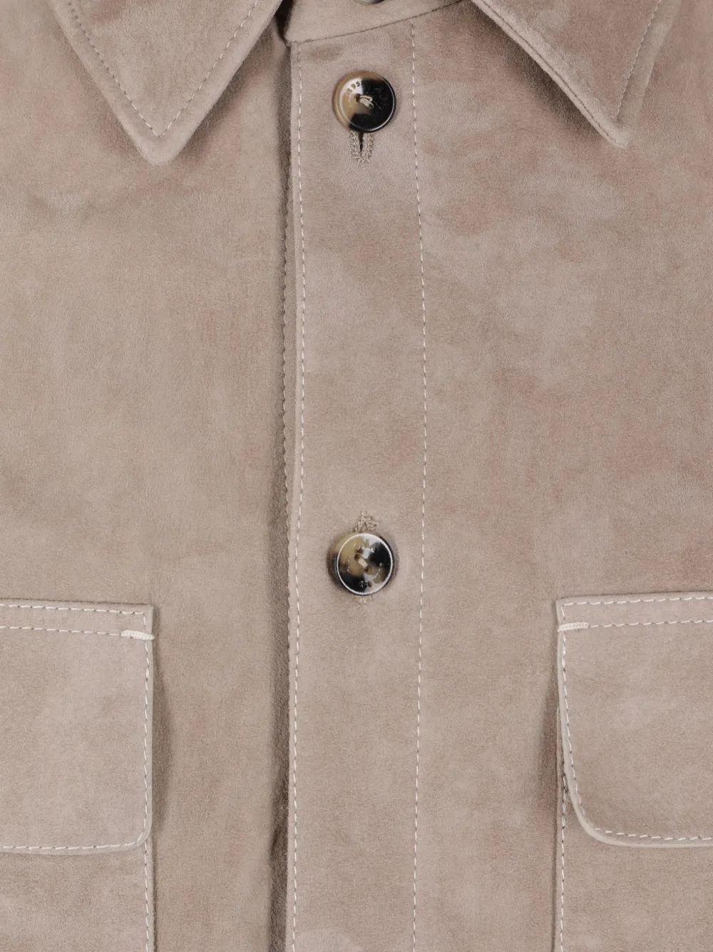  Agnona Patch-pockets Shirt Leather Jacket - Neutrals 
