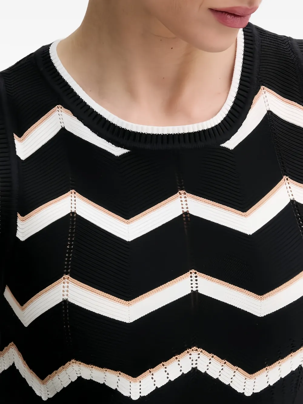 Dkny Patterned Knit Top In Black