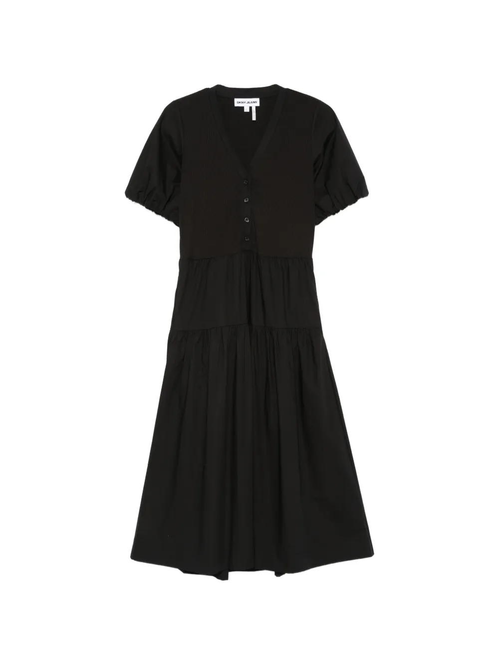 DKNY button tiered midi dress - Nero