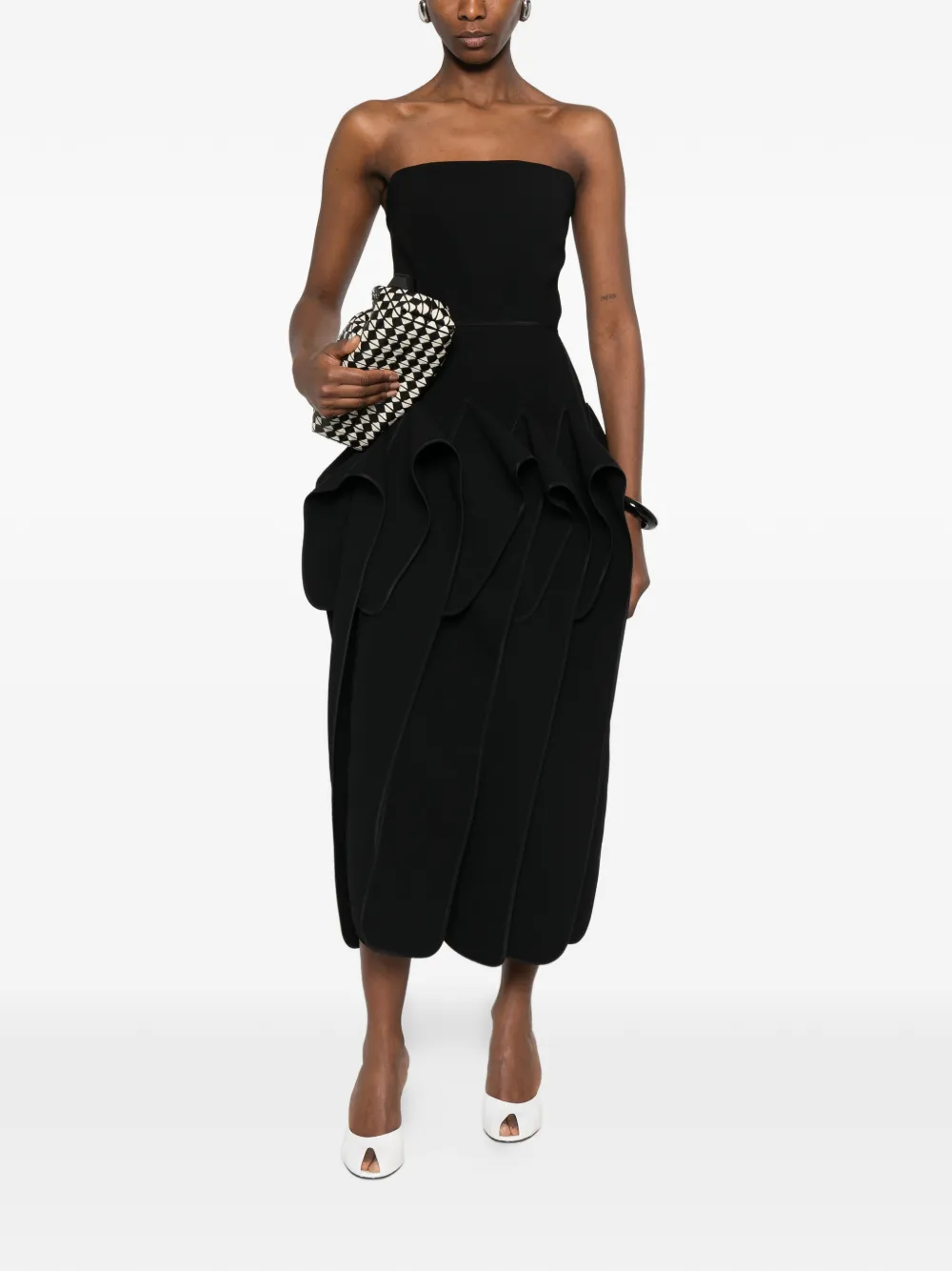  Maticevski Strapless Ruffled Midi Dress - Black 