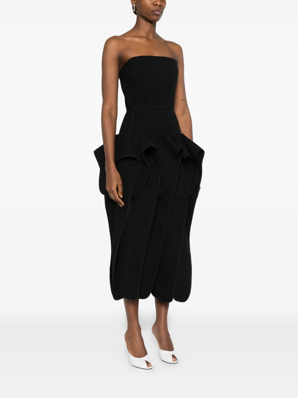  Maticevski Strapless Ruffled Midi Dress - Black 