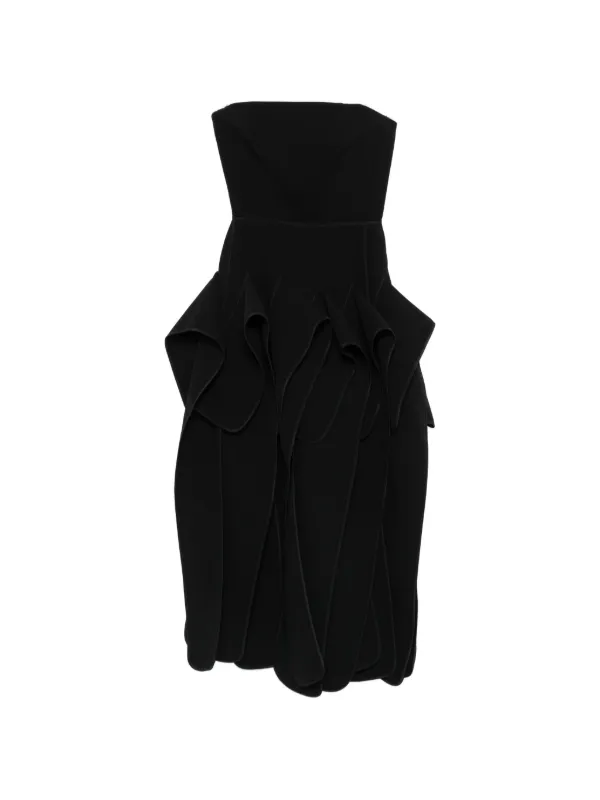 Maticevski Strapless Ruffled Midi Dress in Black