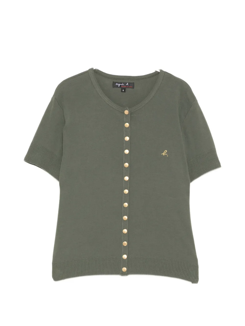 agnès b. button-down short-sleeve cardigan - Green