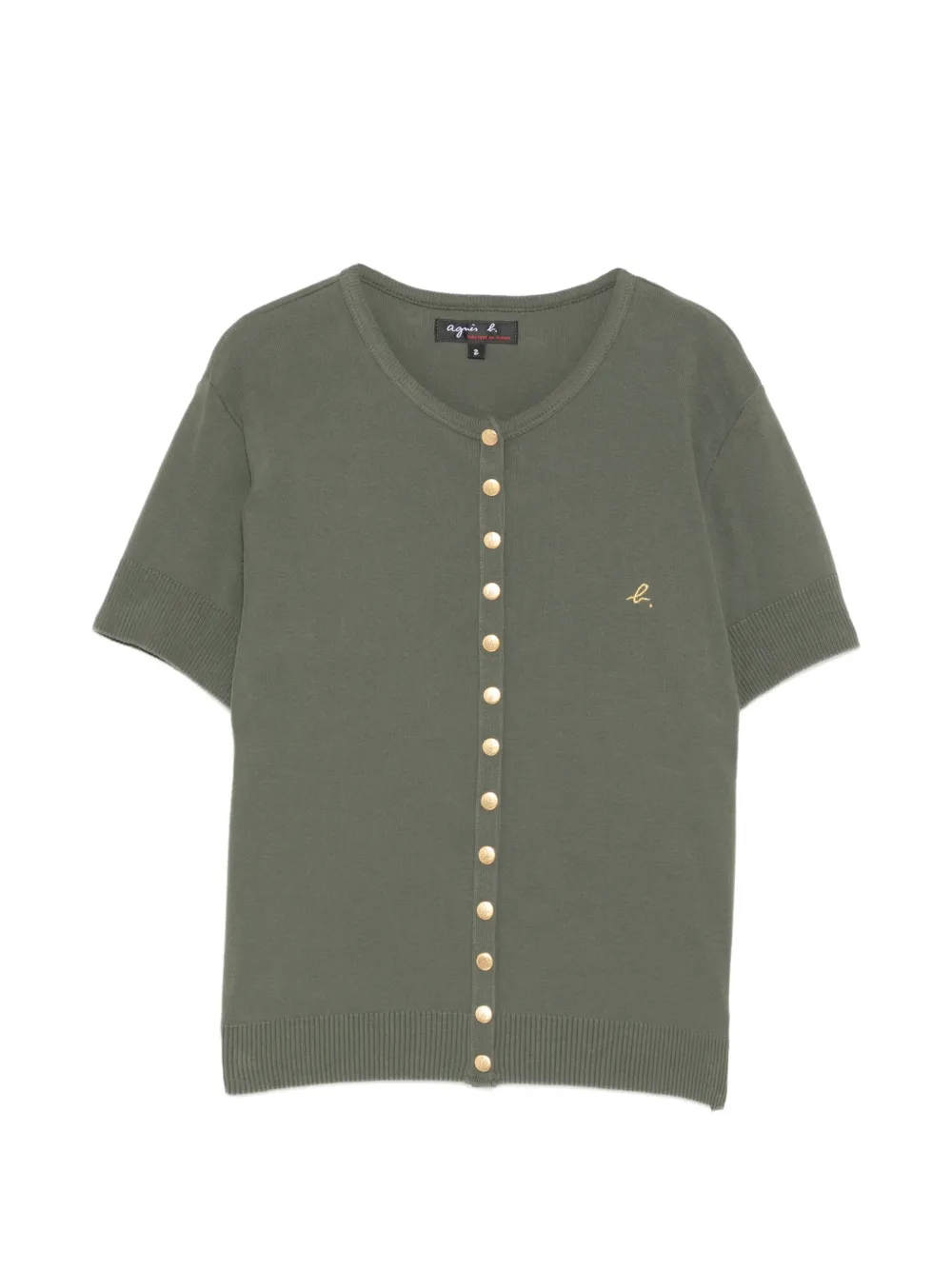 agnès b. button-down short-sleeve cardigan - Green