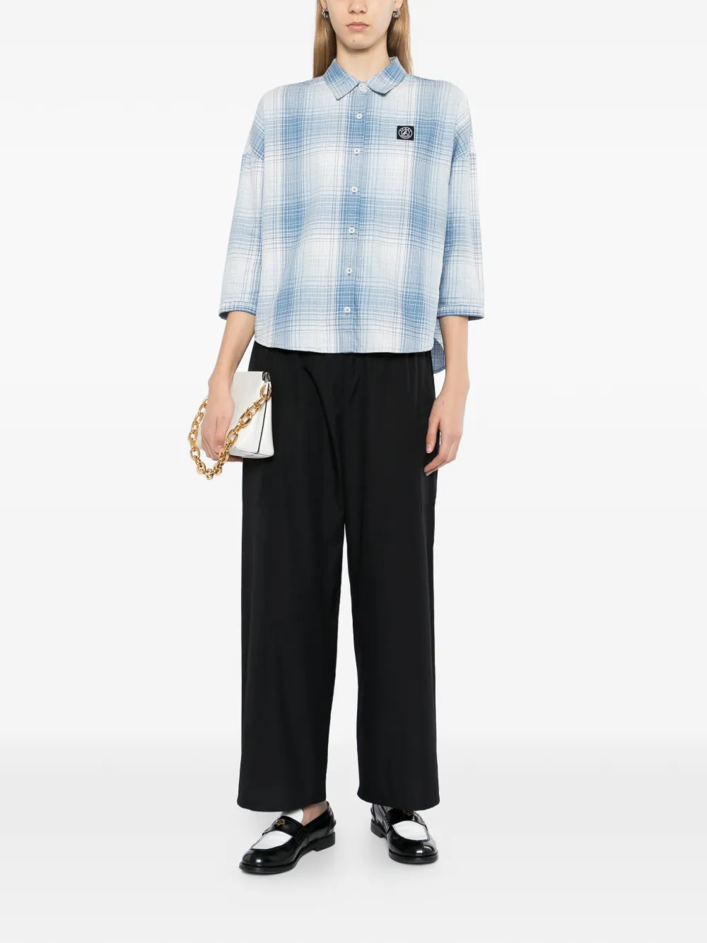  Sport B. By Agnès B. Check Batwing Shirt - Black 