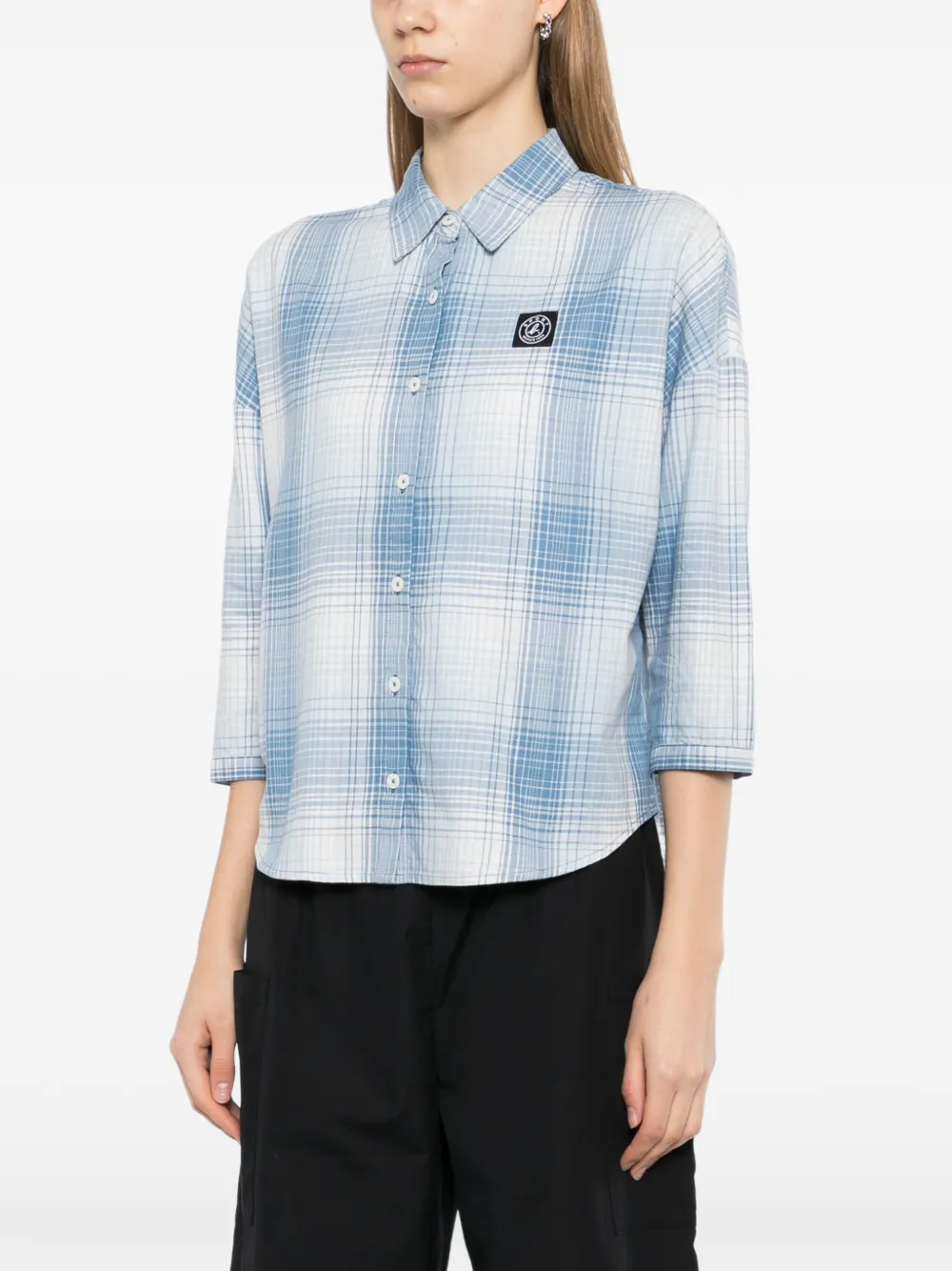  Sport B. By Agnès B. Check Batwing Shirt - Black 