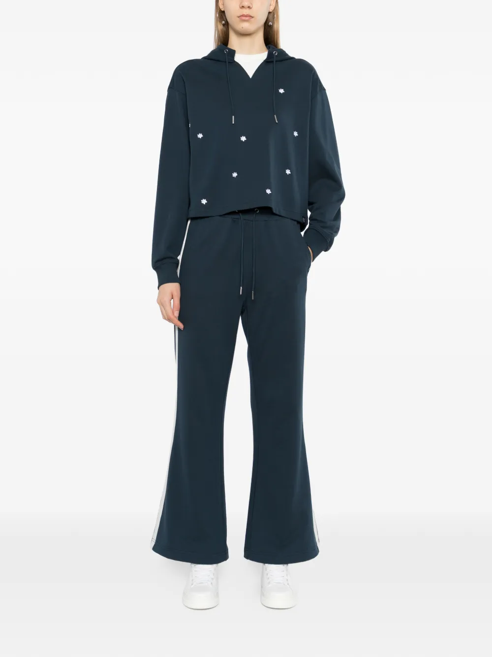SPORT b. by agnès b. Floral embroidery hoodie Blauw