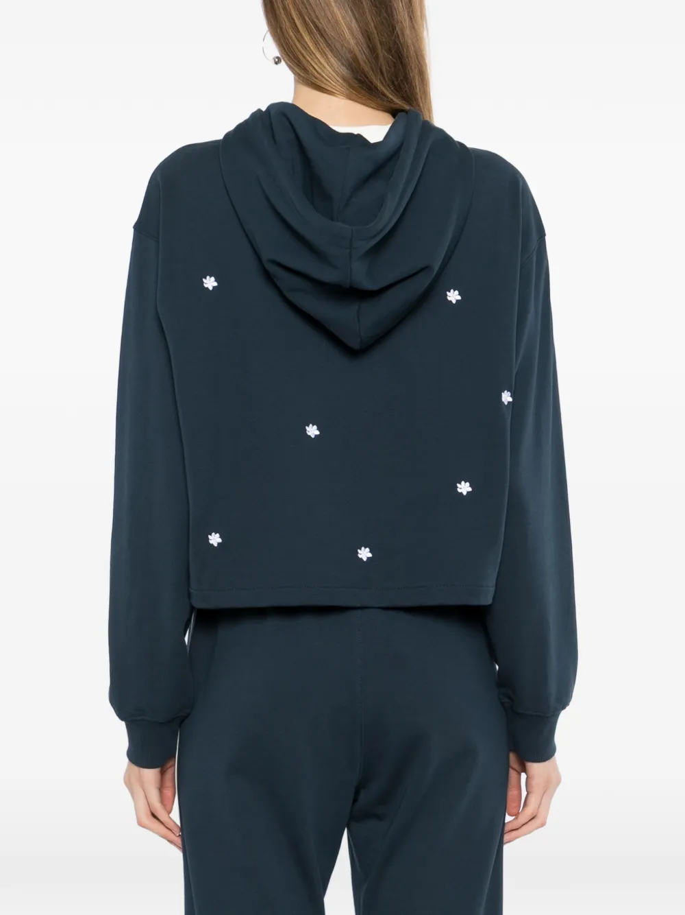 SPORT b. by agnès b. Floral embroidery hoodie Blauw